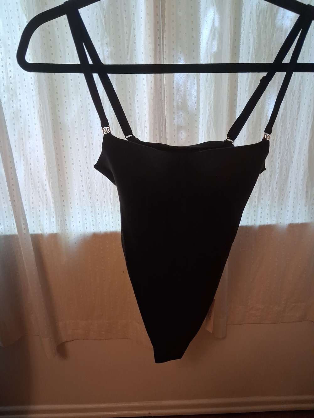 Victoria's Secret Black Bandeau Bodysuit with Adjustable Straps